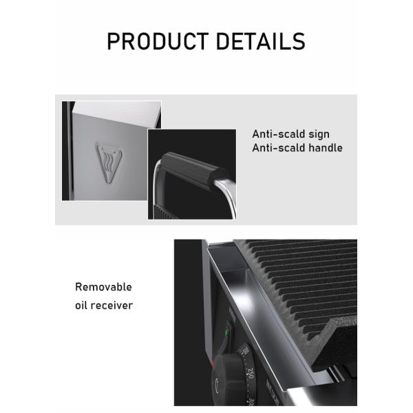 Commercial Electric Grilled Sandwich Panini Maker with Upper Grill Size 215*215mm