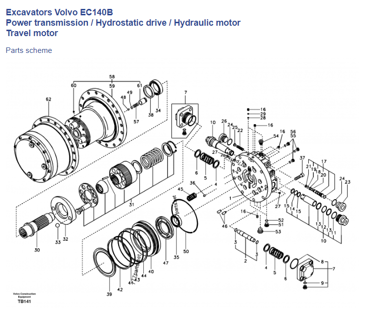 Komatsu excavator travel motor assembly