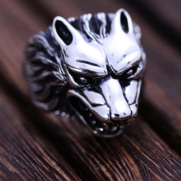 Men's Thailand Sterling Silver Vintage Wolf 925 Silver Ring (R6030807)