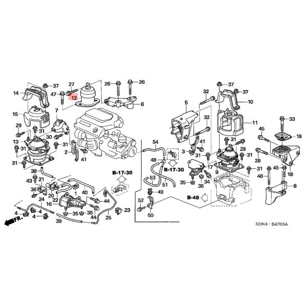 Front Right Rubber Engine Side Mounts Honda Accord V6 2003-2007 3.0 L AT 50820-SDB-A01