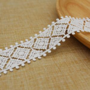 Quality 3.5cm Polyester White Embroidered Lace Trim For Garment wholesale