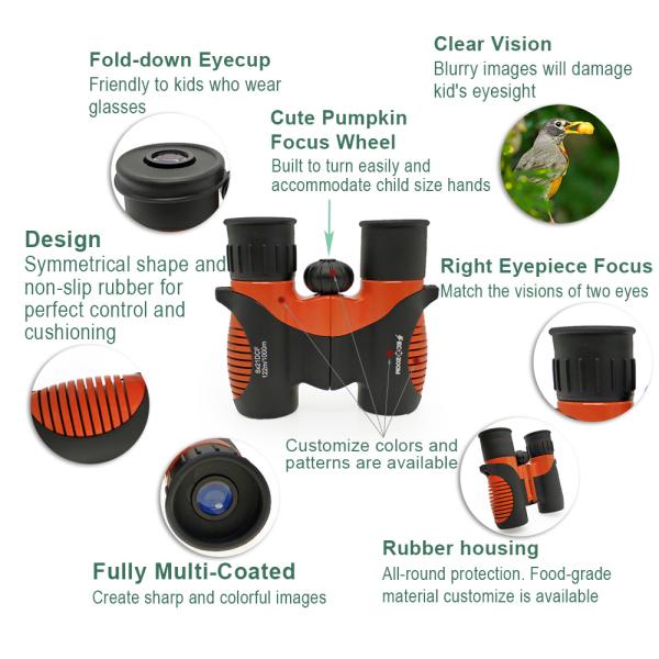 10x22 Red Compact Binoculars For Kids High Resolution Optics For 10 Year Old Boy