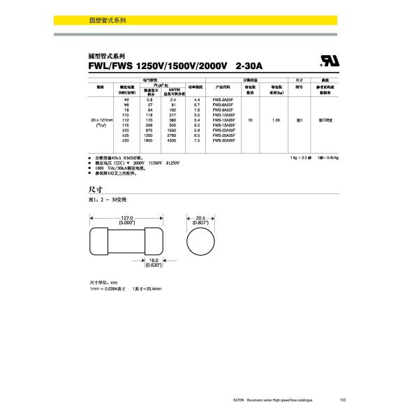 FWS Series Ceramic Tube Fuse 1250V / 1500V / 2000V Suitable For Small AC Drivers