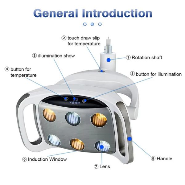 Dental Operation Light Shadowless 6 LED Oral Lamp for Dental Chair 30000 Lux Dental Surgery Lighting