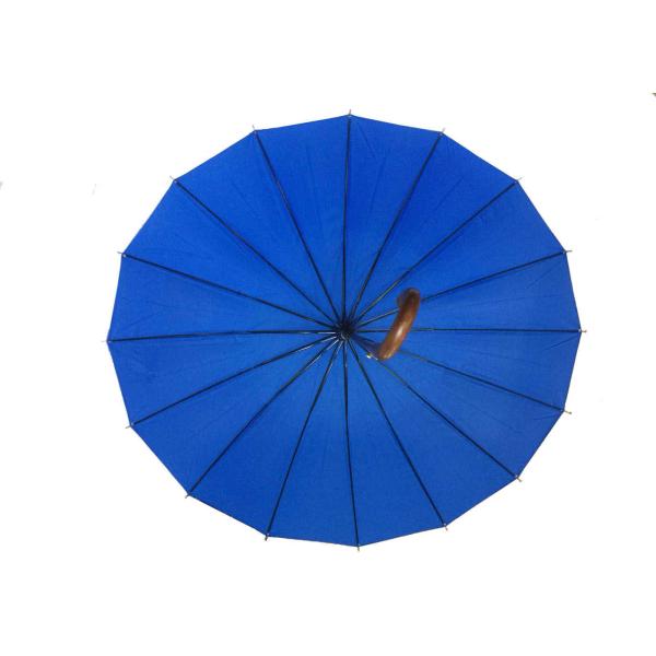 Wind Resistant J Shape Blue Golf Umbrella , Raines Umbrella Wooden Handle