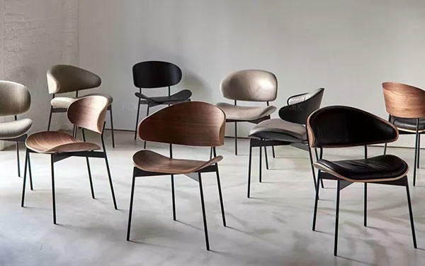 European Style Hotel Cafe Dining Chairs Leather Metal Legs Accent Chair