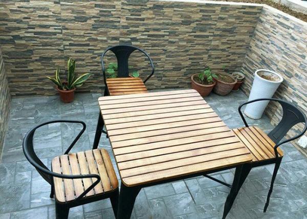 Simple Modern Solid Wooden Outdoor Furniture Balcony Table Chair Set For Leisure Cafe Bar