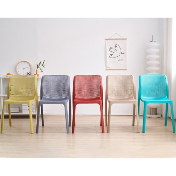 Grey Plastic Stackable Outdoor Dining Chairs PP Plastic Rattan Dining Chairs