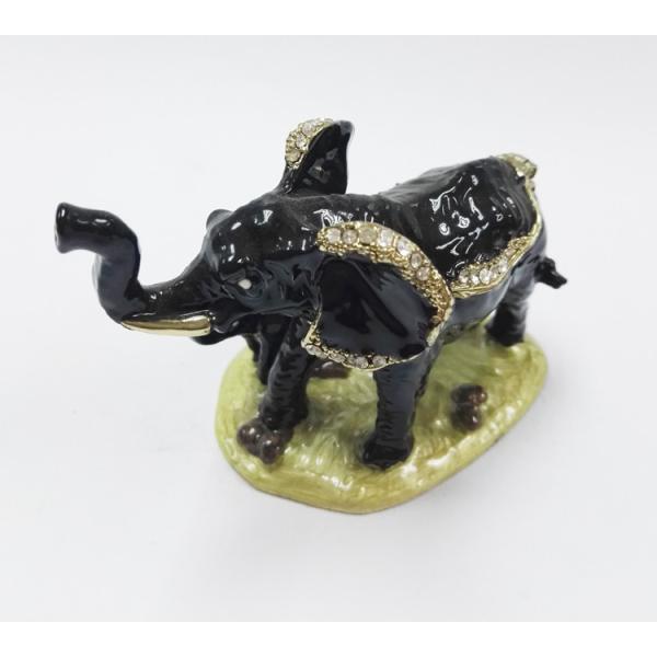 Decorative Metal Alloy Elephant Jewelry Trinket Box elephant shaped jewelry box for promotional gift