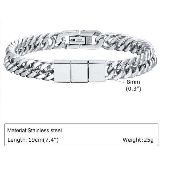 Stocked 19cm and 23 cm Black Stainless Steel Bracelet Men's bracelets with fast shipment