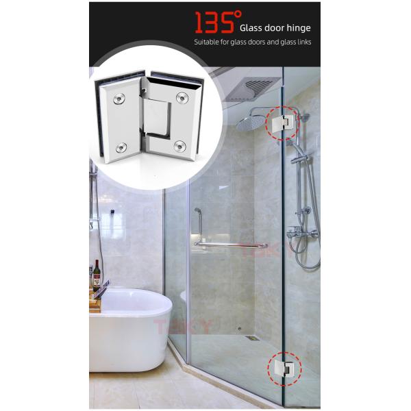 Hotel Bathroom H Type Stainless Steel Mirror Shower Glass Door Hinges 12mm Bevel Edge