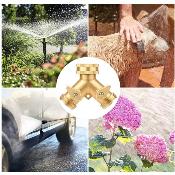 3/4 In Brass Water Hose Y Valve , JIS 2 Way Hose Splitter