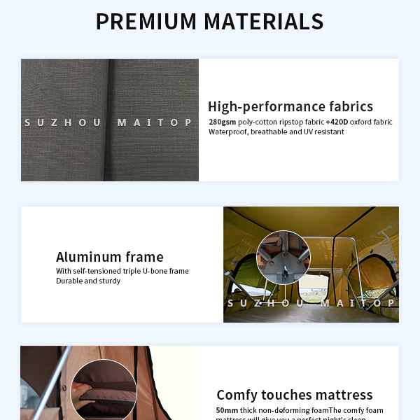 Car top tent interior view