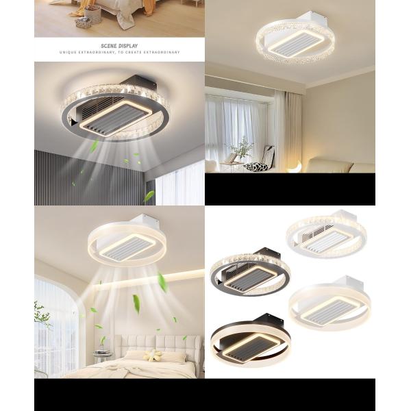 Wholesale Bladeless 6 Speeds Dimmable Flush Mount Ceiling Fan With Light And Remote