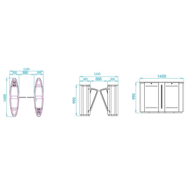 304 Stainless Steel Flap Barrier Gate Retractable High Security With RFID Face Recognition