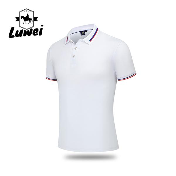 Quick Drying Embroidered Polyester Polo Shirts Textured Lapel Short Sleeve