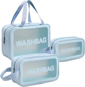 Quality Clear Toiletry Bag 3 PCS Makeup Cosmetic Transparent Travel Wash Bag For Women wholesale