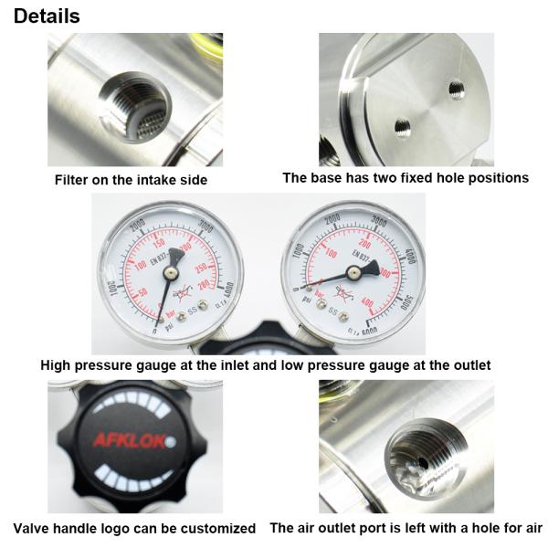 Vacuum Measuring Gauge 6000psi Gas Cylinder Regulator Stainless Steel 316