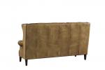 Solid Wood Legs 3 Seater Sofa Brown Leather With Hand Water Wash Workcraft