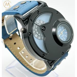 Buy cheap OEM Double Movement Mens Sports Watch With Denim Band Hook Buckle from wholesalers