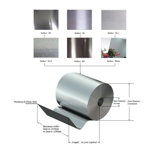 316L 304L Stainless Steel Coil Cold Rolled Finish AISI 316 409 410 420 430 202 304