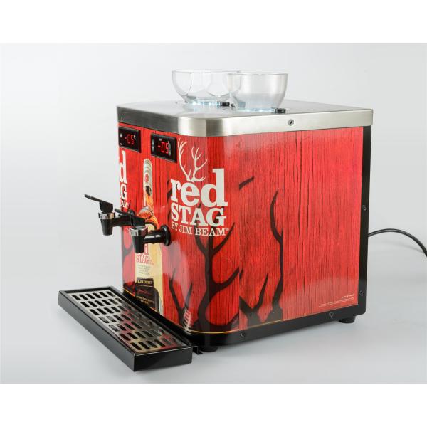 Powder Coated Double tank Shot Chiller Machine serve for two different liquors With Decorative Colorful Stickers!