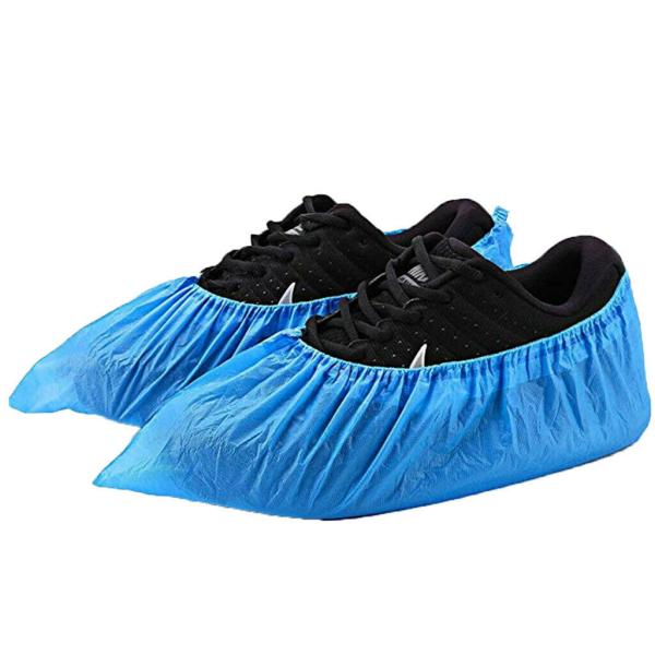 Customized Size Disposable Shoe Covers , Blue Shoe Cover With Elastic