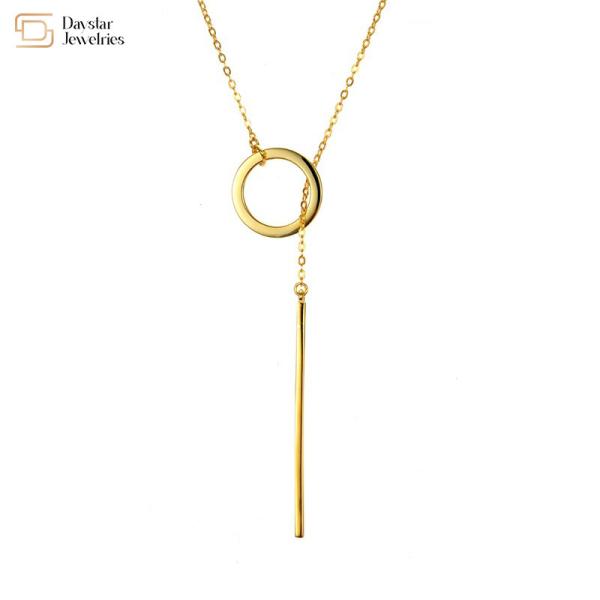 Disc Bar Pendant Stainless Steel Choker , Lariat Y Necklace For Women