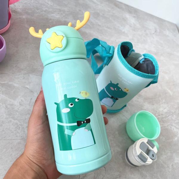 OEM/ODM Acceptable 500ml 16oz Kids Water Bottle With Straw Thermos BPA Free Vacuum Insulated Leak-Proof Perfect For Girls Boys Sports