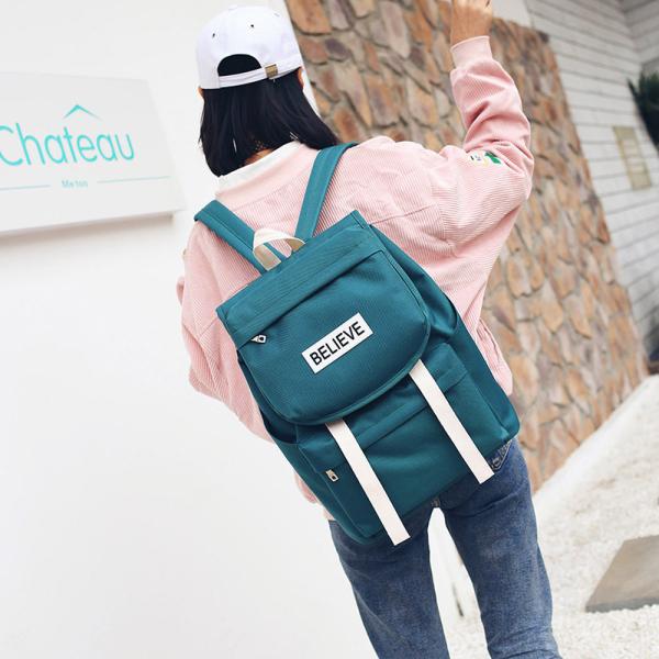 New Korean version of personality letter backpack large capacity burden reduction waterproof multi-purpose bag