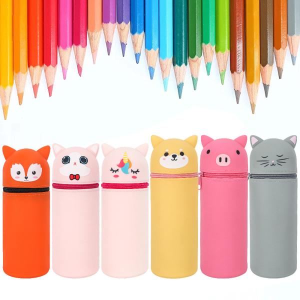 Versatile 2-In-1 Silicone Pencil Holder Pouch Easy To Clean School Office Supplies Kids Stationery For Christmas Gift