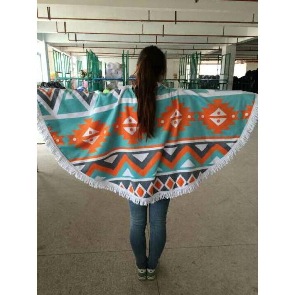 Microfiber custom print round beach towels with tassel microfiber round beach towel