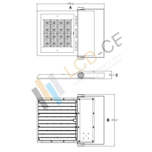 led boat flood lights 300 watt asymmetric 40 degree AC90-305V 49500lm IP67 IK09 0