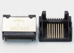 Quality Single Port Shielded SMT RJ45 Connector R / A 50 U&quot; Gold Plating Contact Terminal wholesale