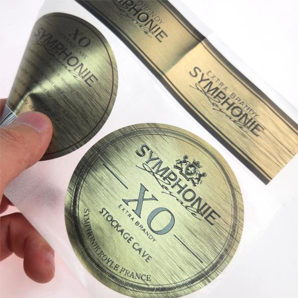 CMYK Biodegradable Aluminium Foil Labels Whiskey Embossing Brandy Wine Labels