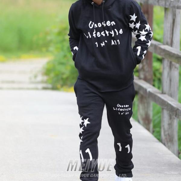 100% Cotton 3d Puff Printing Pullover Tracksuit Cropped Hoodie Tracksuit Quick Dry