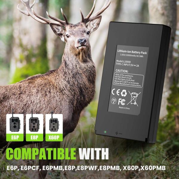 10000mAh Rechargeable Battery Pack, Replacement Lithium Battery Compatible for GardePro Trail Camera E6P, E8P, E8PWF, E6PCF, X60P and X60PMB (NOT FIT
