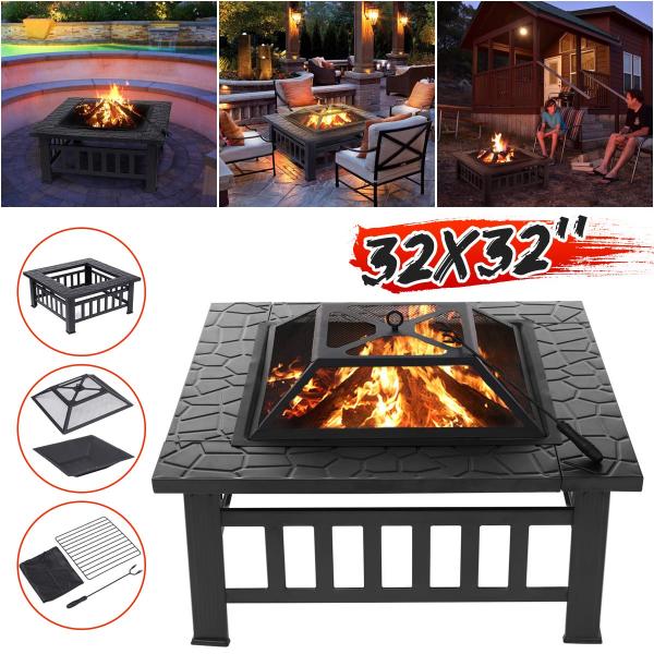 32 Inch Brazier Pan Wood Burning Fire Pit for Indoor Packing Size 62.5*22.5*72.5 cm