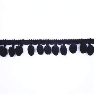 Quality OEKO Black 100% Polyester 3cm Pom Pom Edge wholesale