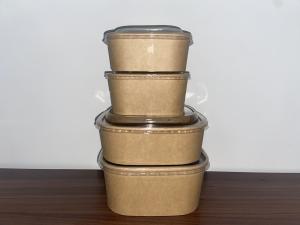 Quality Biodegradable Take Away Square Paper Salad Bowls With Lids wholesale