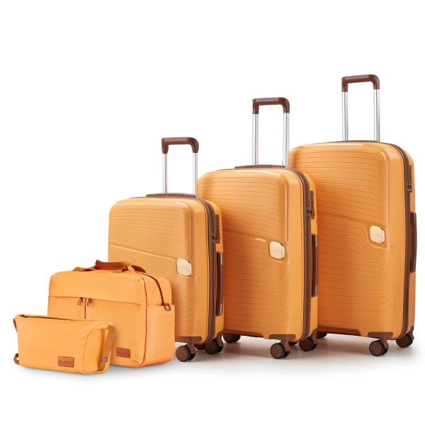 Business Travel Essential Stylish Hard Shell Suitcase Custom Logo Accepted 4 Spinner Wheels Waterproof Trolley Luggage Set