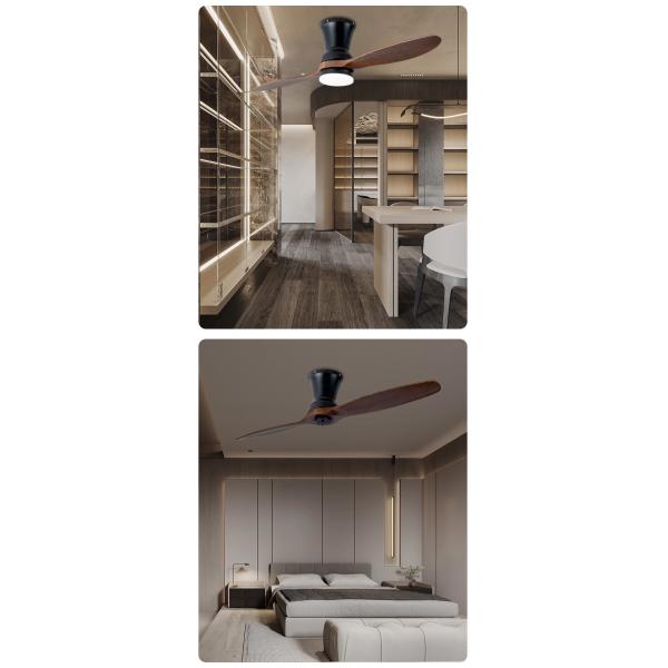 2 Leaf Solid Wood Ceiling Fan With Light Frequency Conversion 110V
