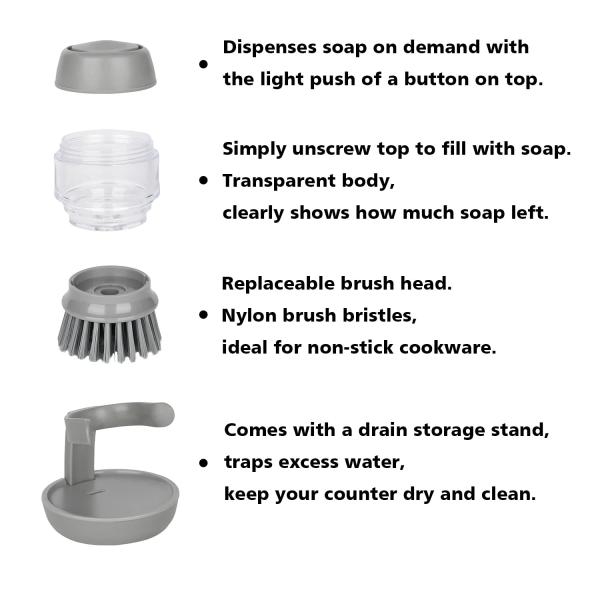 Hygienic Dish Washing Brush , Kitchen Scrub Brushes With Drip Tray