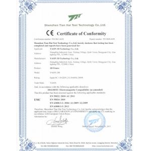 YASIN 3D Technology Co,.Ltd Certifications