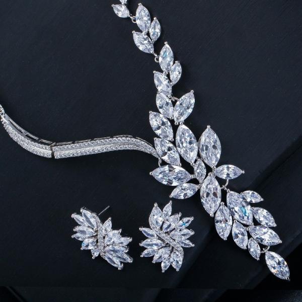 CZ Crystal Pendant Necklace for Women Fashion Wedding Statement Jewelry Accessories Wedding Jewelry Sets For Brides