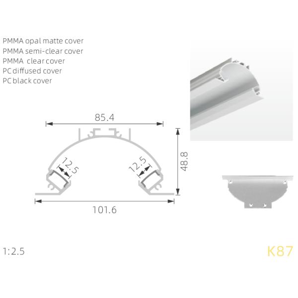Spray Caoting H48.8mm Recessed Aluminium LED Profile IP20 For Ceiling Light