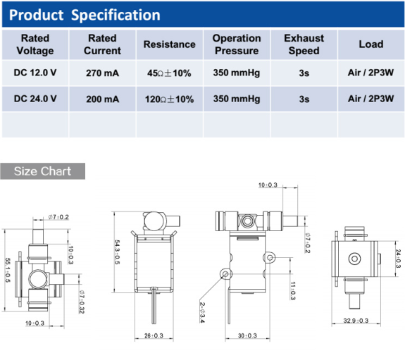 3 Way 2 Position Miniature Solenoid Valve