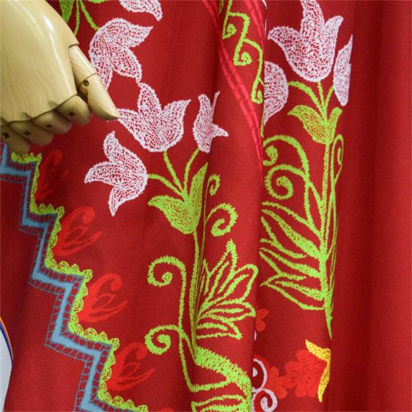 Customized Green Polyester Printing Fabric For Women Medium Weight