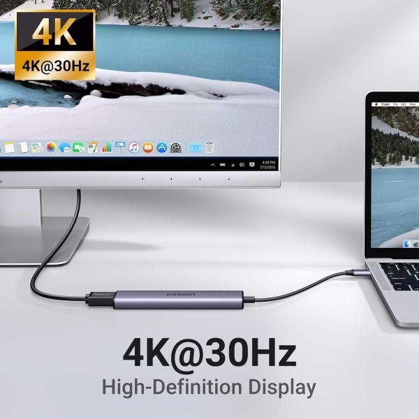 Revodok 105 USB C Hub 5 in 1 Multiport Adapter 4K-HDMI, 100W Power Delivery, 3 USB-A Data Ports, USB C Dongle
