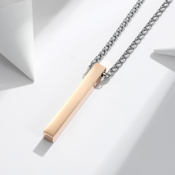 Fashion Jewelry Men's Cuboid Stainless Steel Necklace Stainless Steel Cross Pendant Chain Necklace for Men Women 22-24 Inches